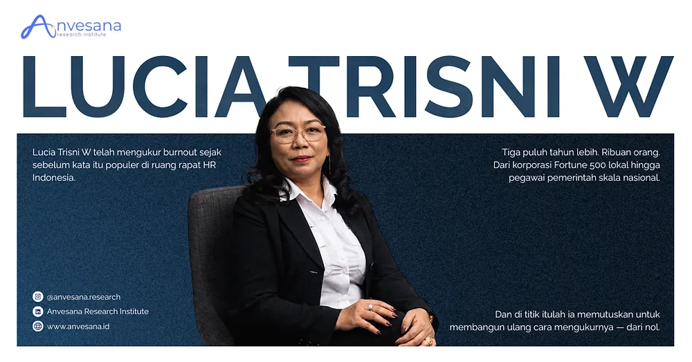 Sampul artikel Anvesana dengan potret Lucia Trisni W